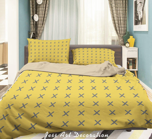 3D Abstract Vintage Cross Pattern Quilt Cover Set Bedding Set Duvet Cover Pillowcases WJ 4007