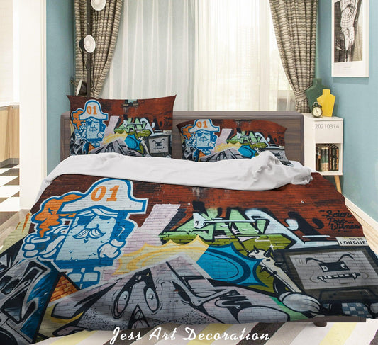 3D Abstract Street Graffiti Artist Works Quilt Cover Set Bedding Set Duvet Cover Pillowcases 114