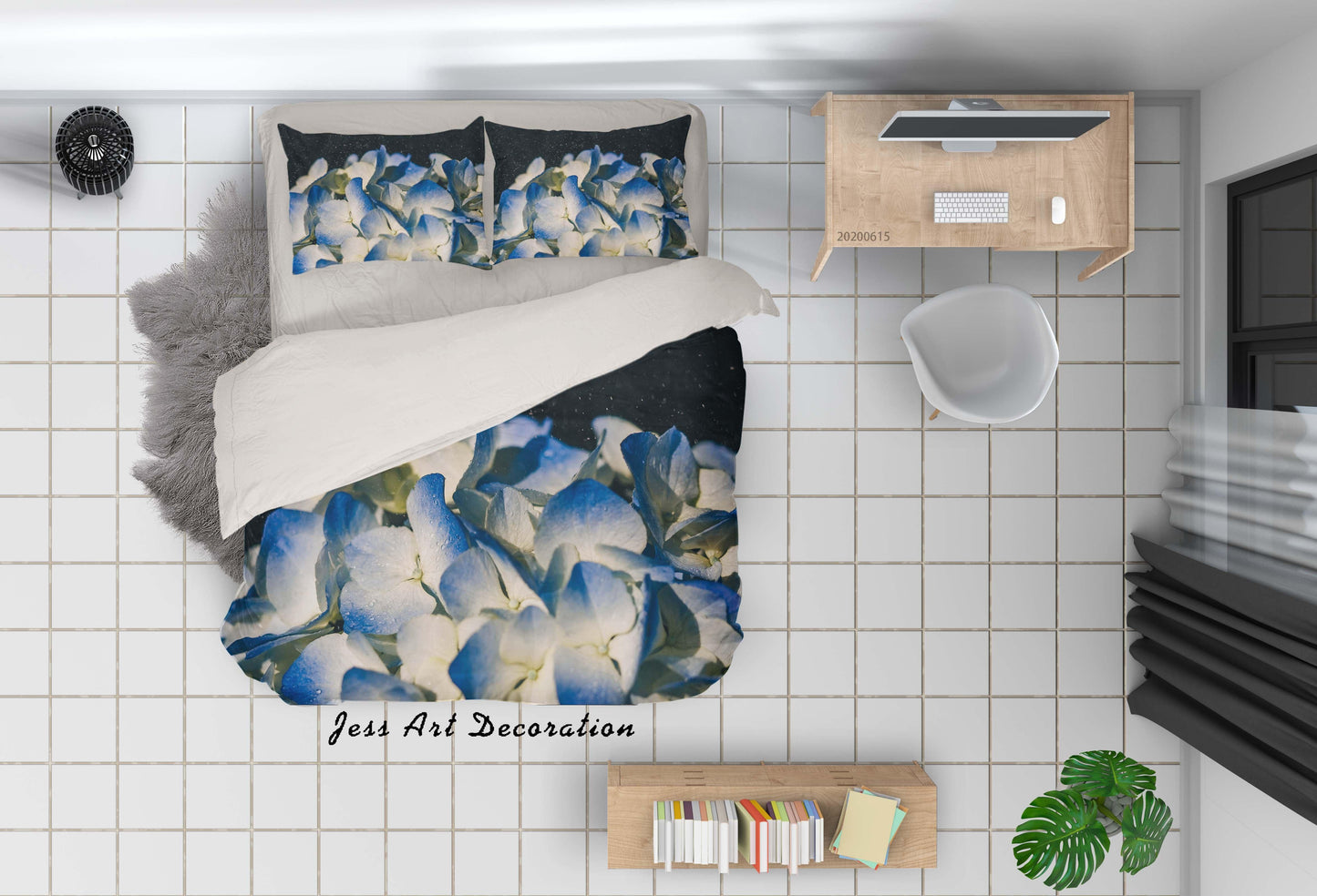 3D Blue Hydrangea Flowers Quilt Cover Set Bedding Set Duvet Cover Pillowcases SF09