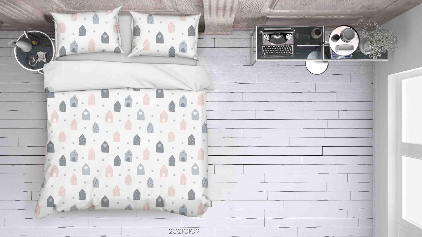 3D Cartoon House Pattern Quilt Cover Set Bedding Set Duvet Cover Pillowcases 16 LQH