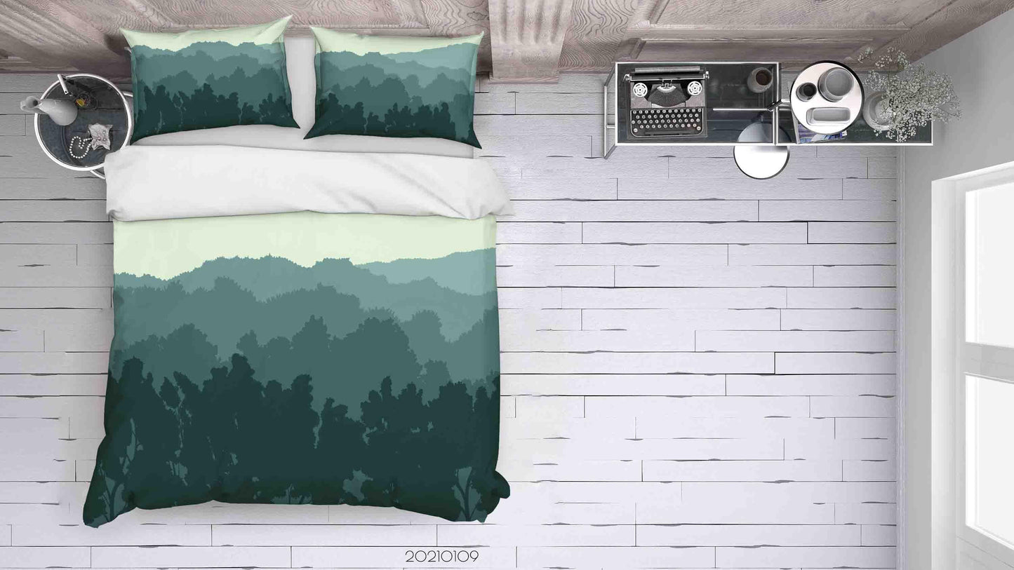 3D Cartoon Green Forest Quilt Cover Set Bedding Set Duvet Cover Pillowcases 34 LQH