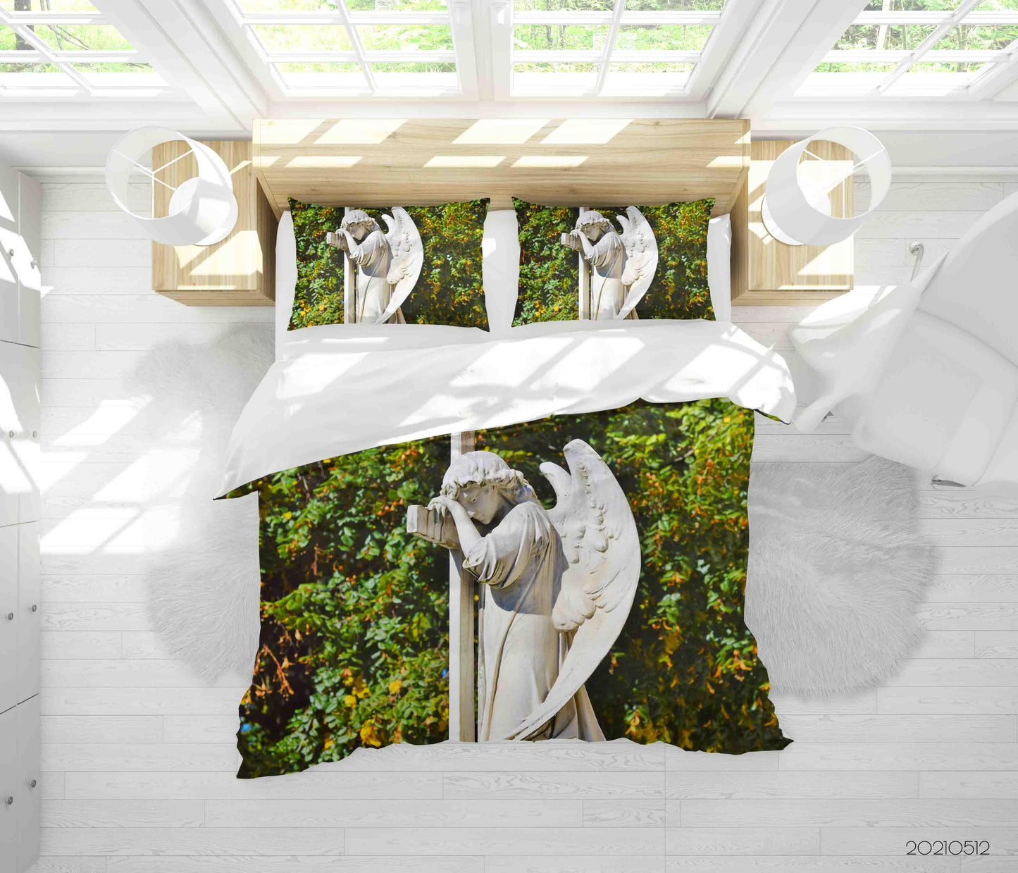 3D Art Angel Sculpture Quilt Cover Set Bedding Set Duvet Cover Pillowcases 199