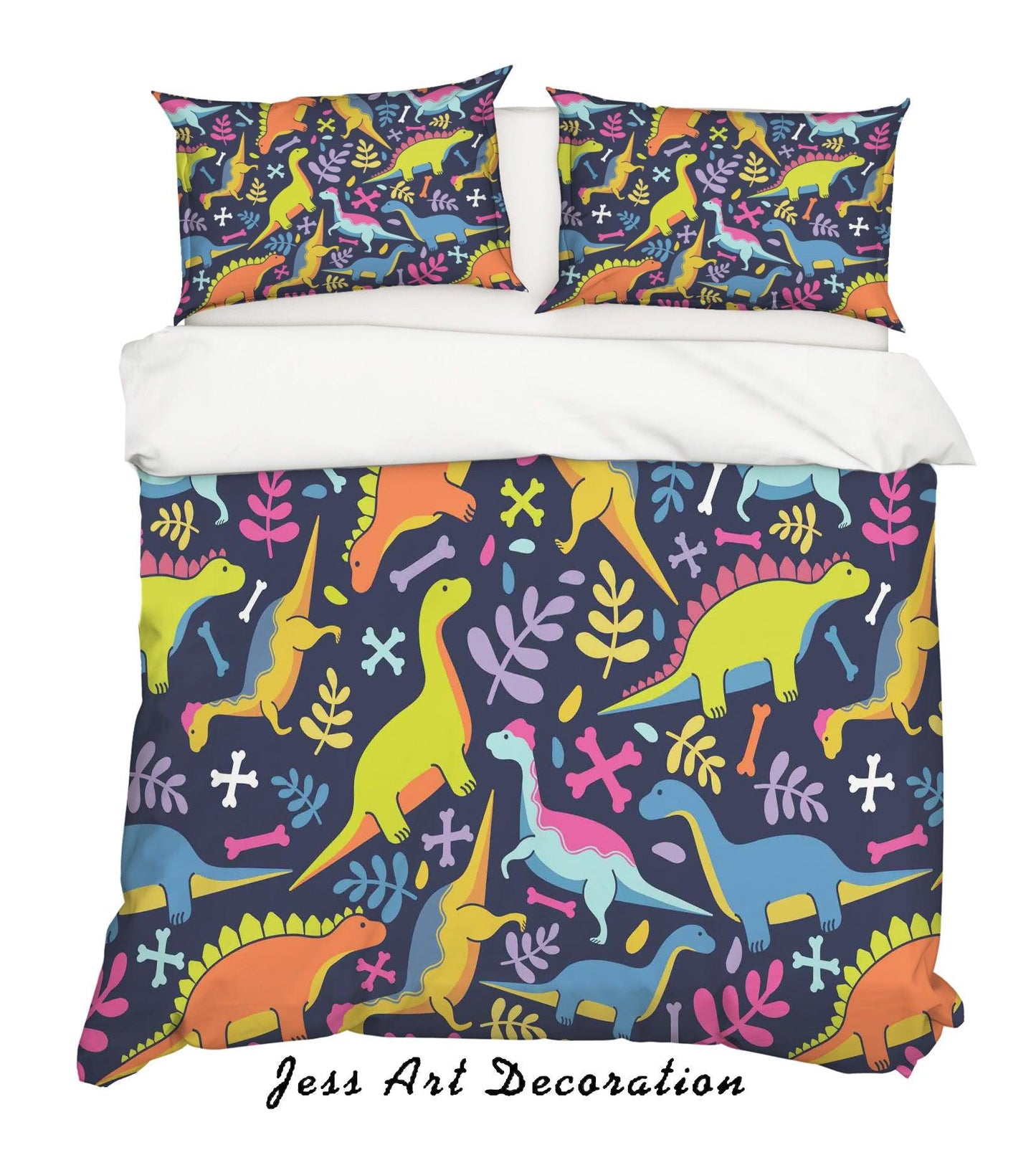 3D Cartoon Dinosaur Yellow Quilt Cover Set Bedding Set Pillowcases 37