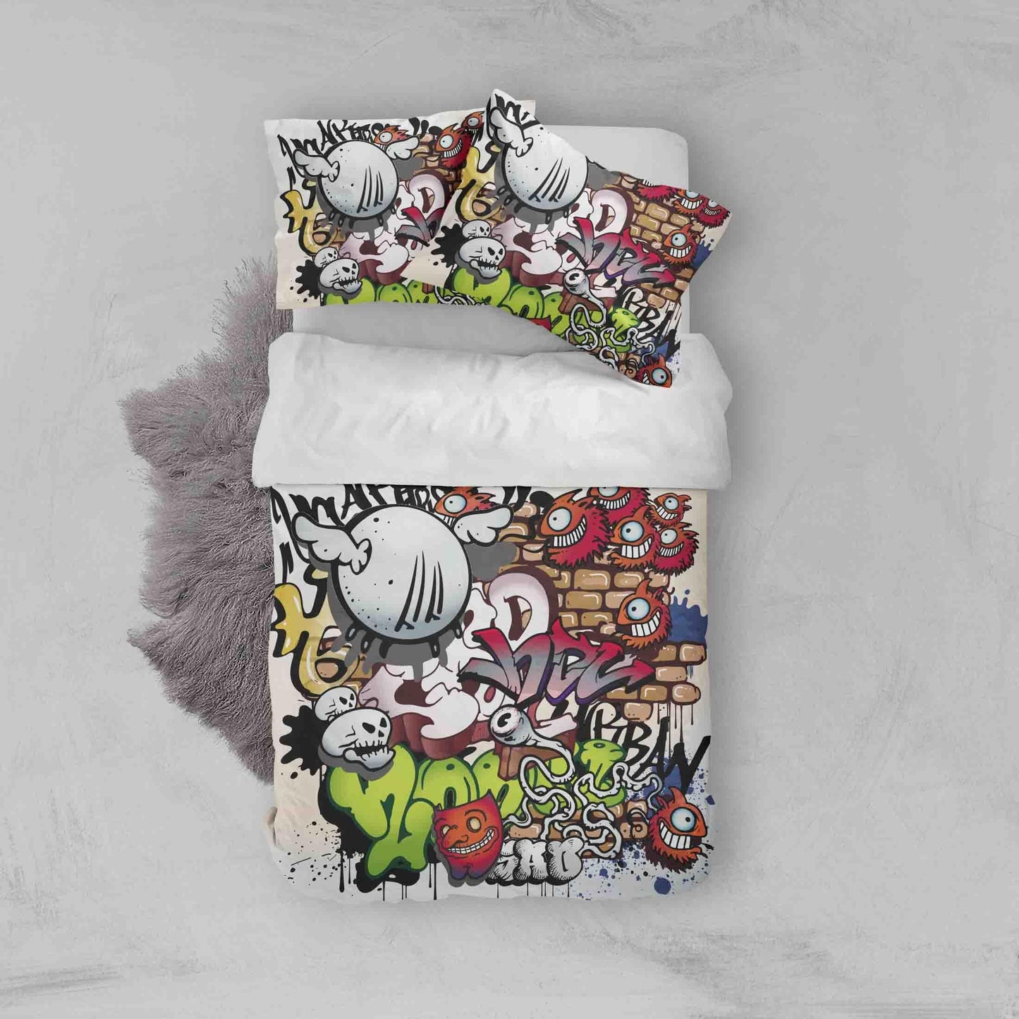 3D Cartoon Graffiti Quilt Cover Set Bedding Set Duvet Cover Pillowcases SF077
