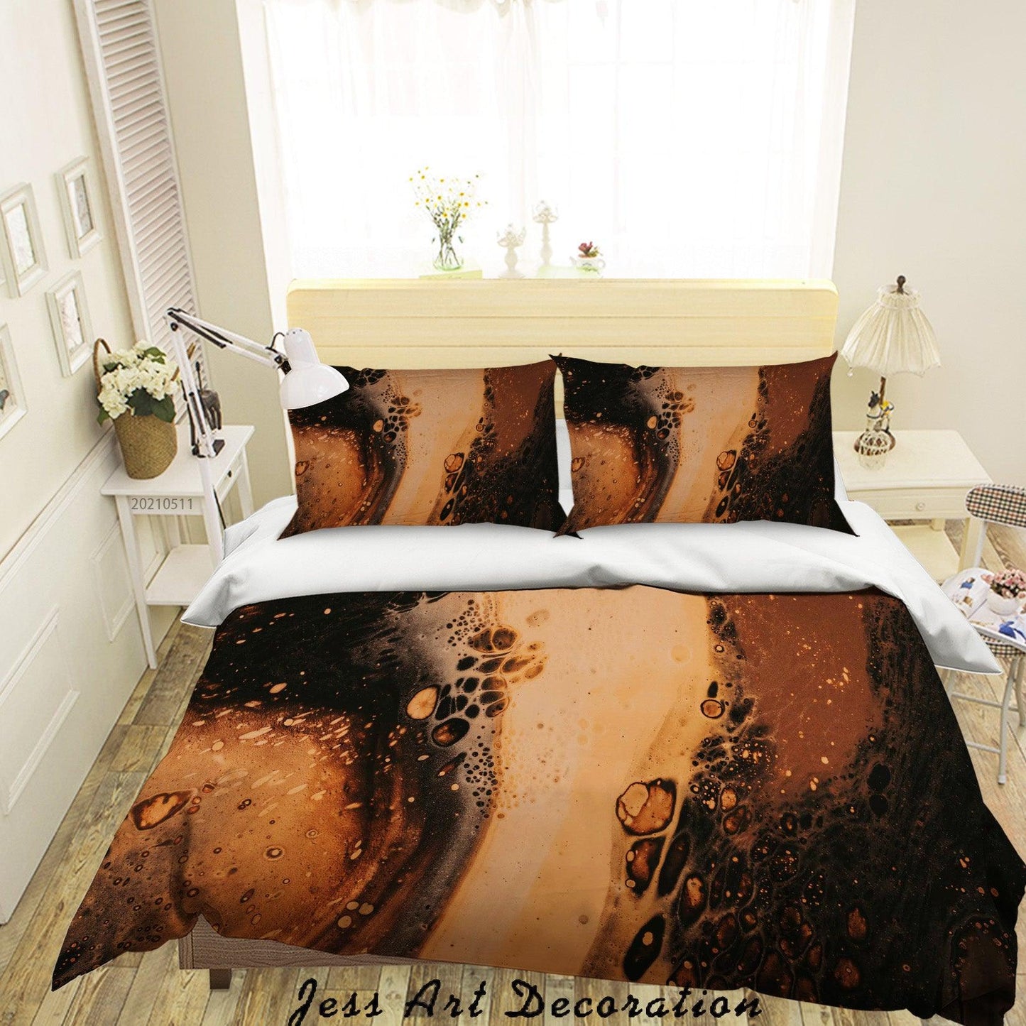 3D Abstract Brown Marble Texture Quilt Cover Set Bedding Set Duvet Cover Pillowcases 604