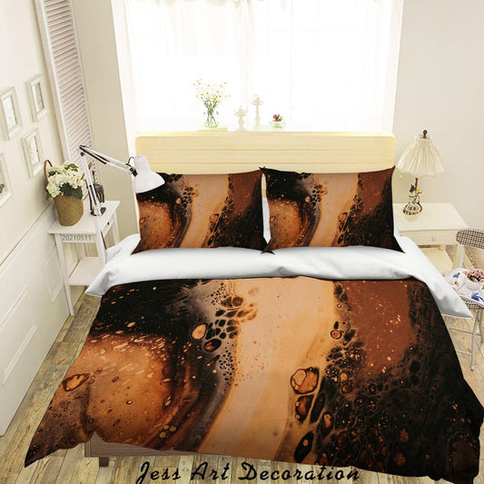 3D Abstract Brown Marble Texture Quilt Cover Set Bedding Set Duvet Cover Pillowcases 604