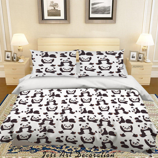3D Cartoon Animal Panda Pattern Quilt Cover Set Bedding Set Duvet Cover Pillowcases WJ 6428