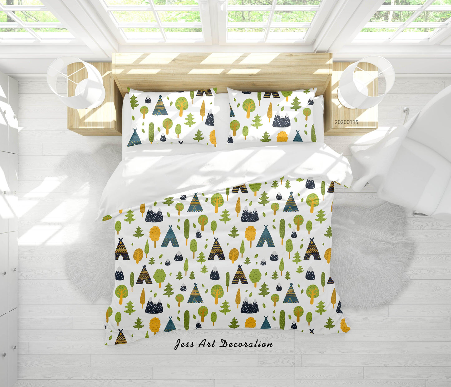 3D Cartoon House Trees Pattern Quilt Cover Set Bedding Set Duvet Cover Pillowcases WJ 9631