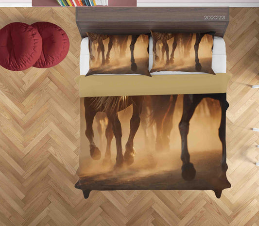 3D Brown Running Horse Quilt Cover Set Bedding Set Duvet Cover Pillowcases 207 LQH