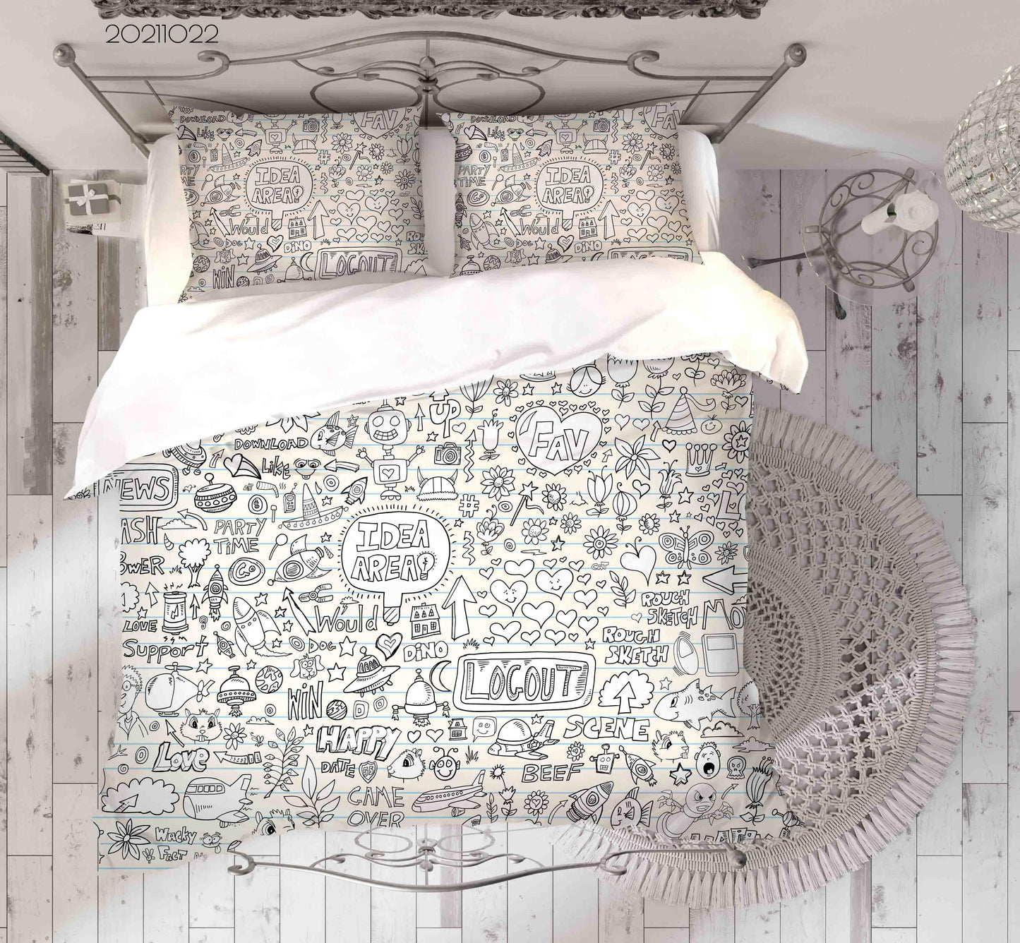 3D Cartoon Illustration Doodle Quilt Cover Set Bedding Set Duvet Cover Pillowcases 71