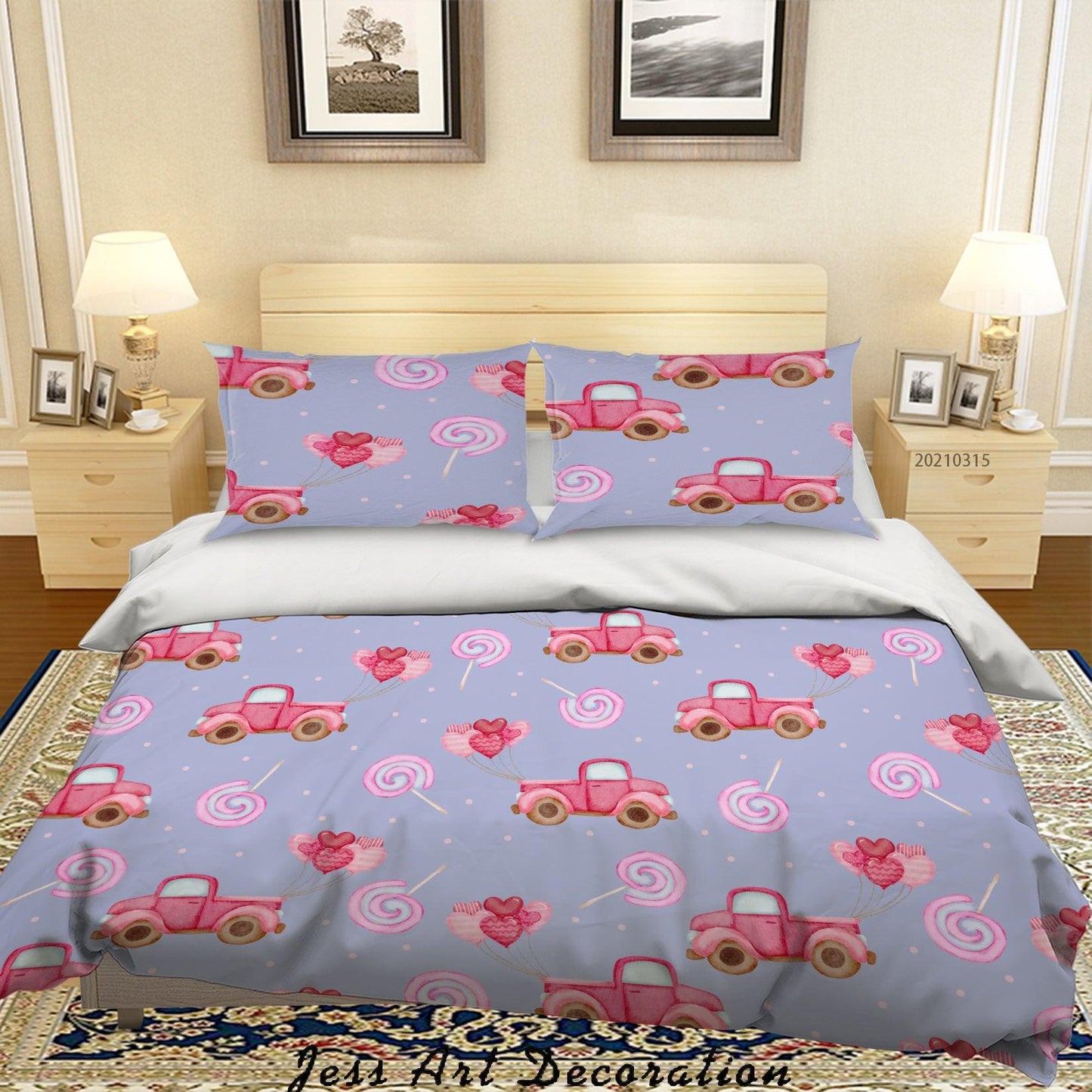 3D Cartoon Car Lollipop Quilt Cover Set Bedding Set Duvet Cover Pillowcases 118