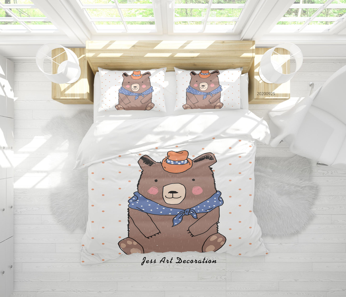 3D Cartoon Animal Bear Pattern Quilt Cover Set Bedding Set Duvet Cover Pillowcases WJ 6492