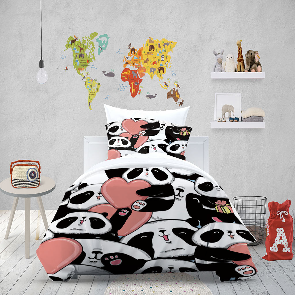 3D Animal Panda Love Claw Quilt Cover Set Bedding Set Duvet Cover Pillowcase 1446