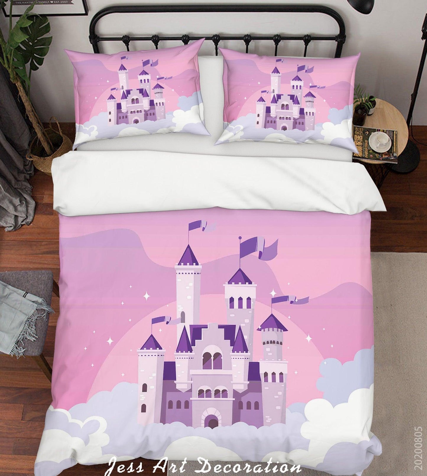 3D Cartoon Purple Castle Quilt Cover Set Bedding Set Duvet Cover Pillowcases LXL 300