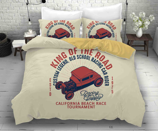 3D Automobile Letter Apricot Quilt Cover Set Bedding Set Duvet Cover Pillowcase 391