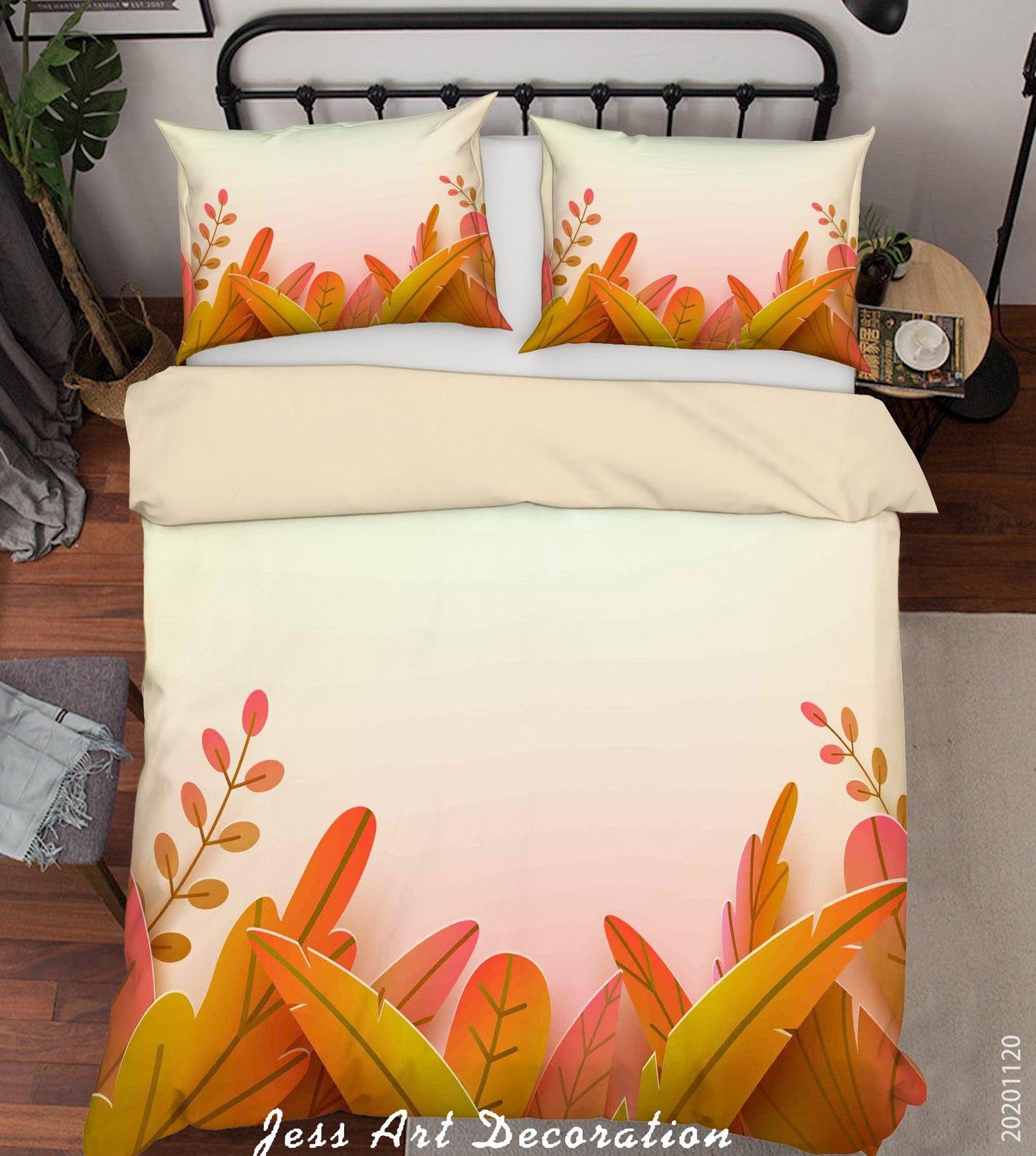 3D Autumn Leaves Plant Quilt Cover Set Bedding Set Duvet Cover Pillowcases LXL