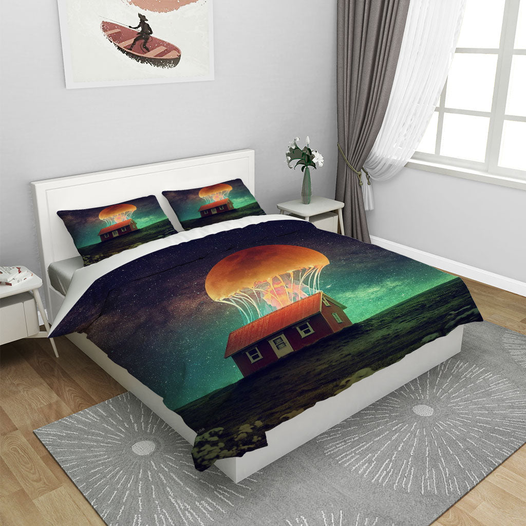 3D Animal Jellyfish House Cloud Sky Quilt Cover Set Bedding Set Duvet Cover Pillowcases 1125