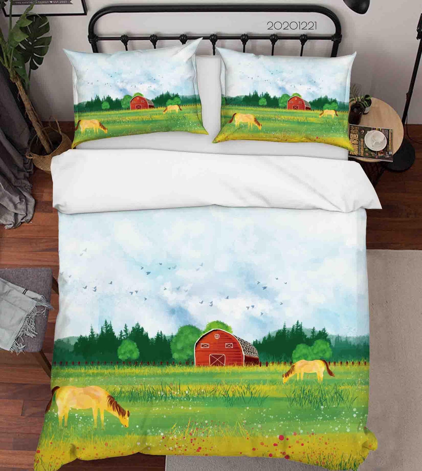 3D Cartoon Lawn House Horse Quilt Cover Set Bedding Set Duvet Cover Pillowcases 247 LQH
