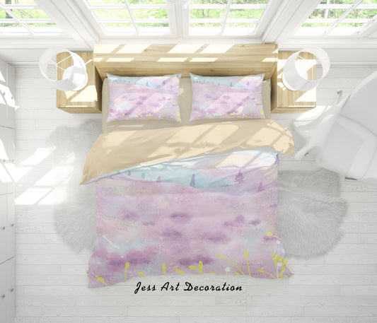 3D Cartoon Purple Hillside Tree Quilt Cover Set Bedding Set Duvet Cover Pillowcases A551 LQH