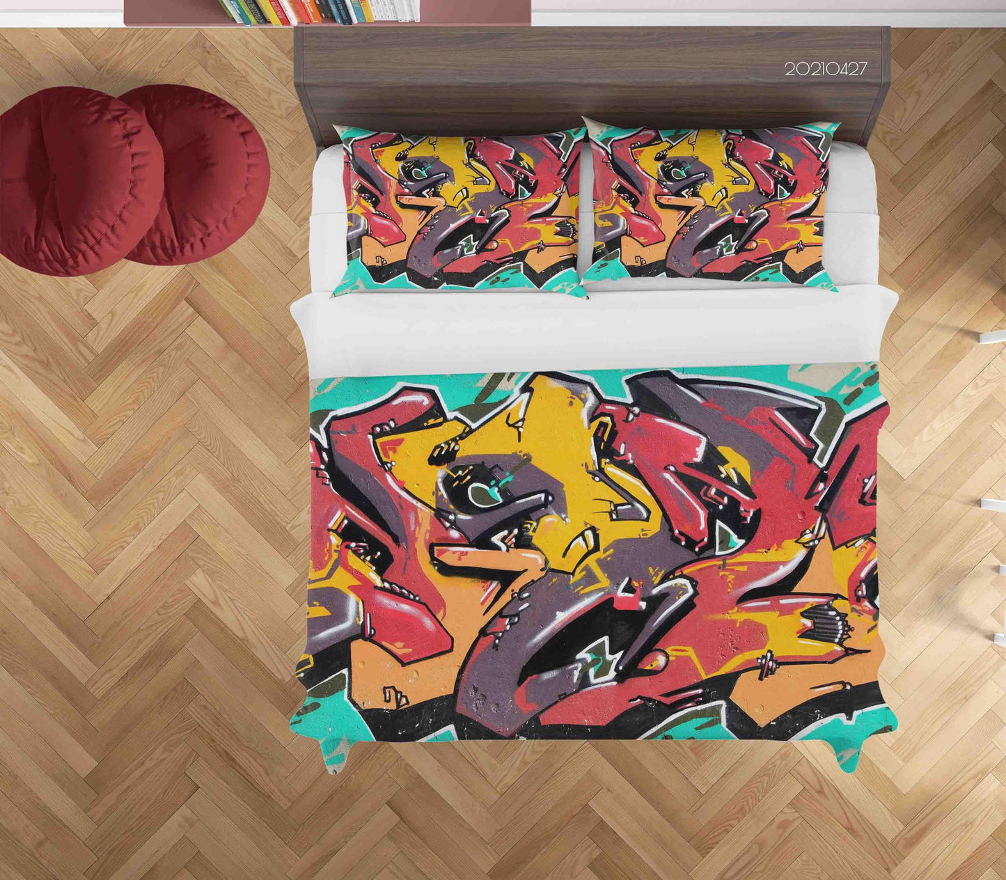 3D Abstract Color Graffiti Quilt Cover Set Bedding Set Duvet Cover Pillowcases 137