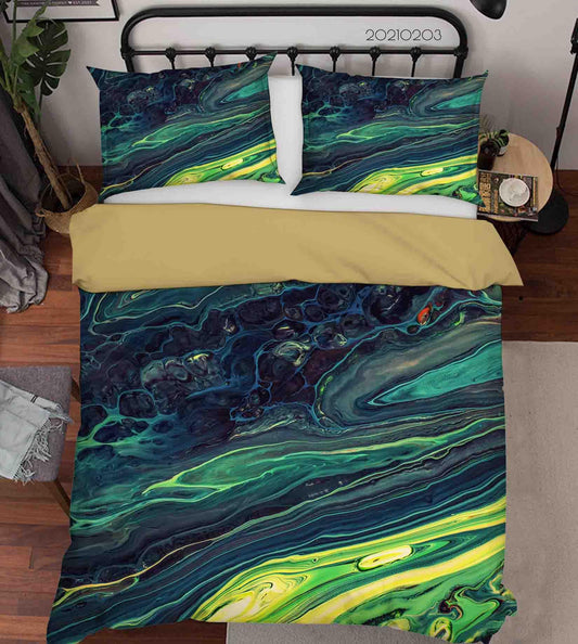 3D Abstract Green Marble Texture Quilt Cover Set Bedding Set Duvet Cover Pillowcases 11