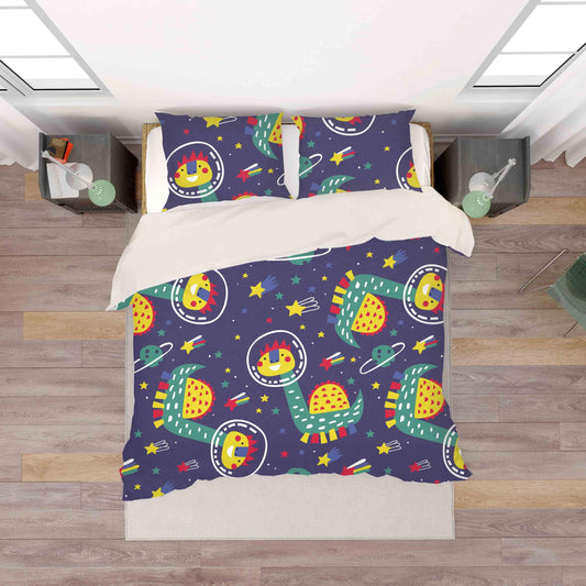 3D Cartoon Color Dinosaurs Astronaut Quilt Cover Set Bedding Set Pillowcases  67