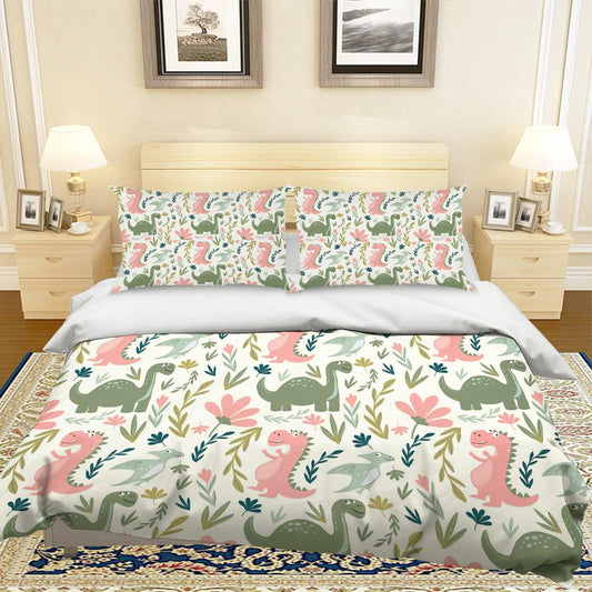 3D Cartoon Dinosaur Quilt Cover Set Bedding Set Pillowcases 35