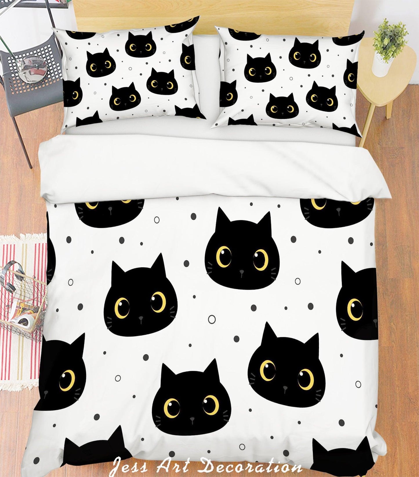 3D Black Cat Pattern Quilt Cover Set Bedding Set Pillowcases  21