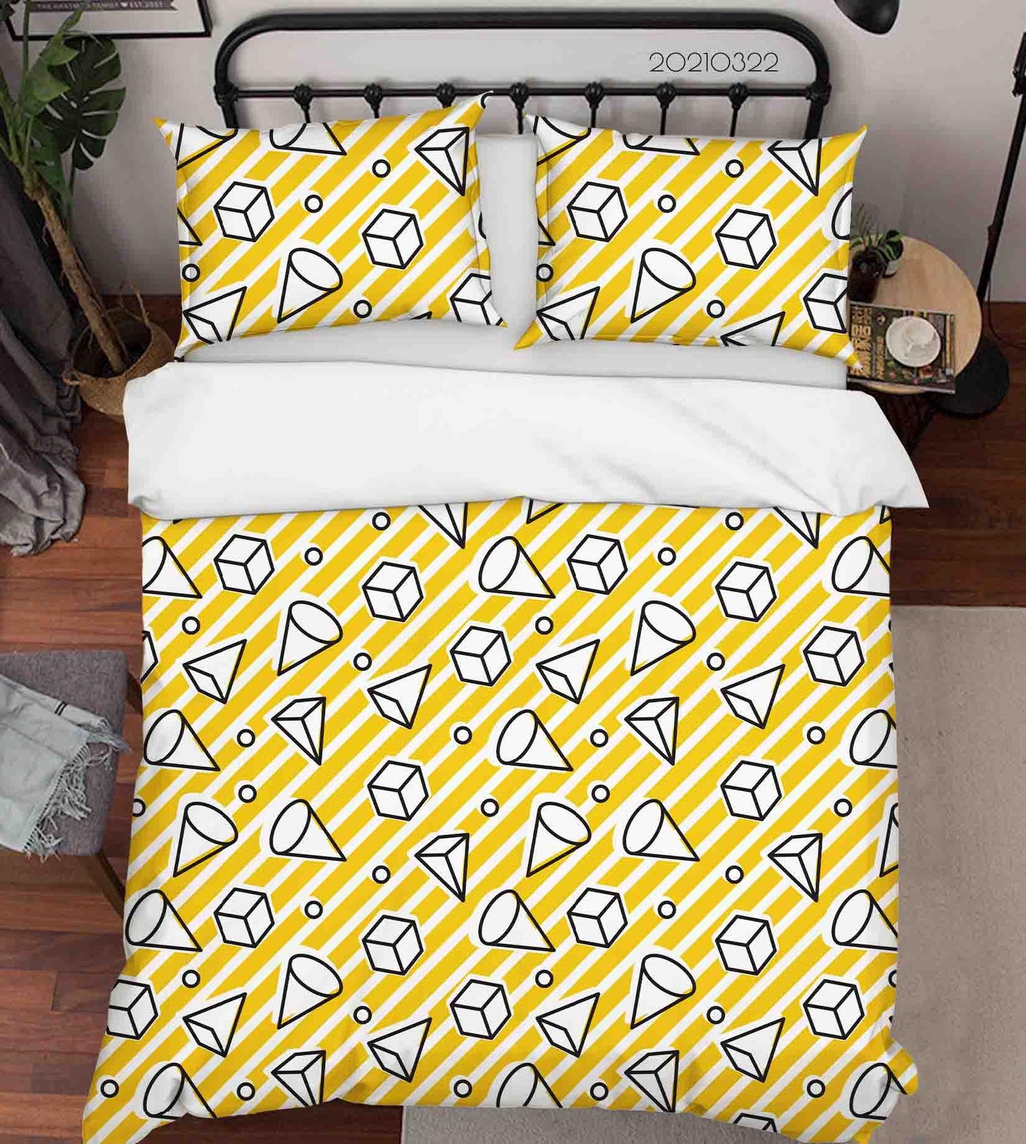 3D Abstract Geometric Pattern Quilt Cover Set Bedding Set Duvet Cover Pillowcases LQH 6