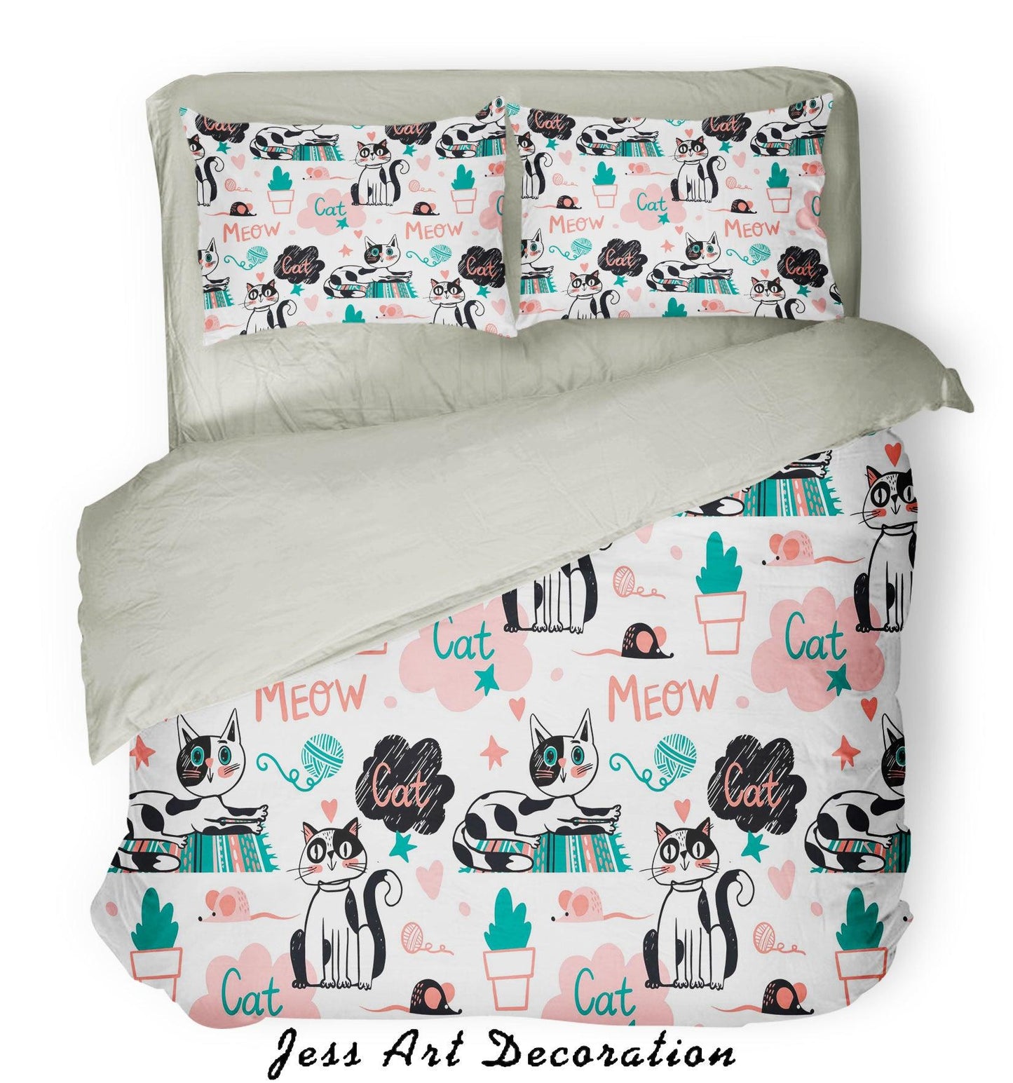 3D Black White Cat Pattern Quilt Cover Set Bedding Set Pillowcases  79