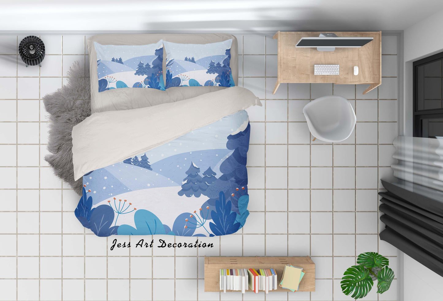 3D Blue Hill Floral Pine Quilt Cover Set Bedding Set Pillowcases 83