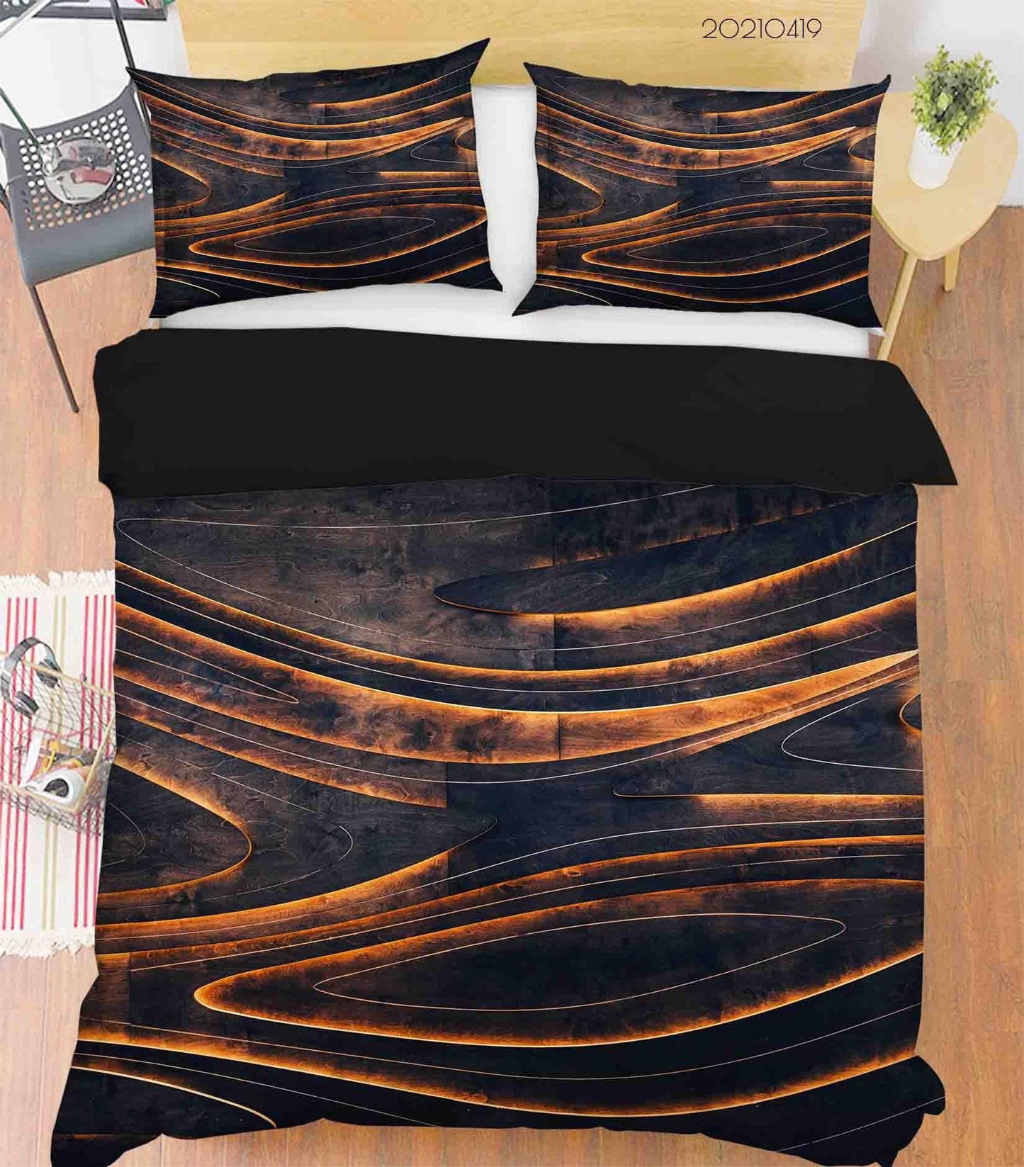 3D Abstract Golden Line Marble Quilt Cover Set Bedding Set Duvet Cover Pillowcases 170