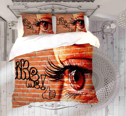 3D Abstract Eye Brick Wall Graffiti Quilt Cover Set Bedding Set Duvet Cover Pillowcases 153