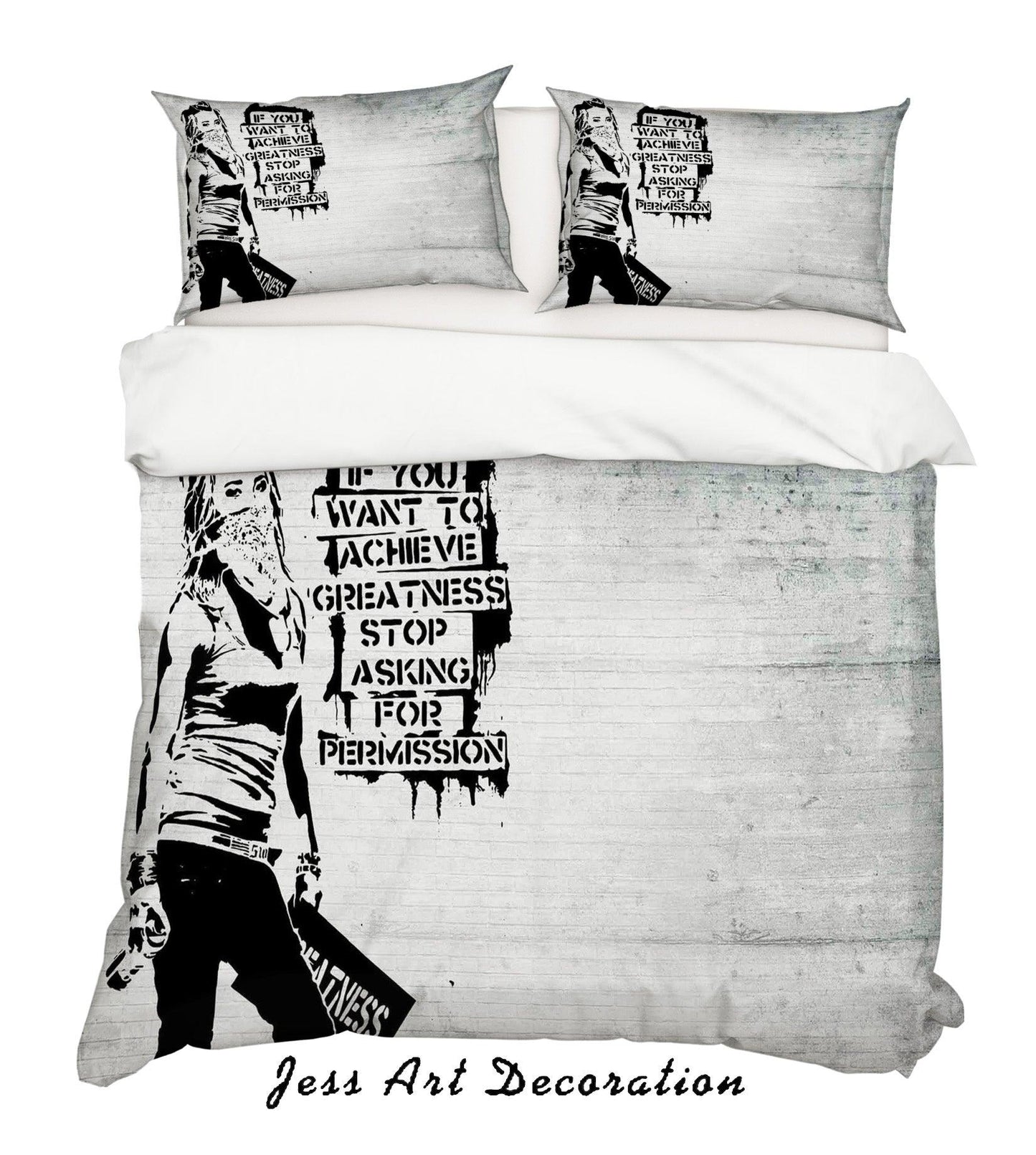 3D Banksy Black White Figure Graceful Girl Quilt Cover Set Bedding Set Duvet Cover Pillowcases  ZY D32