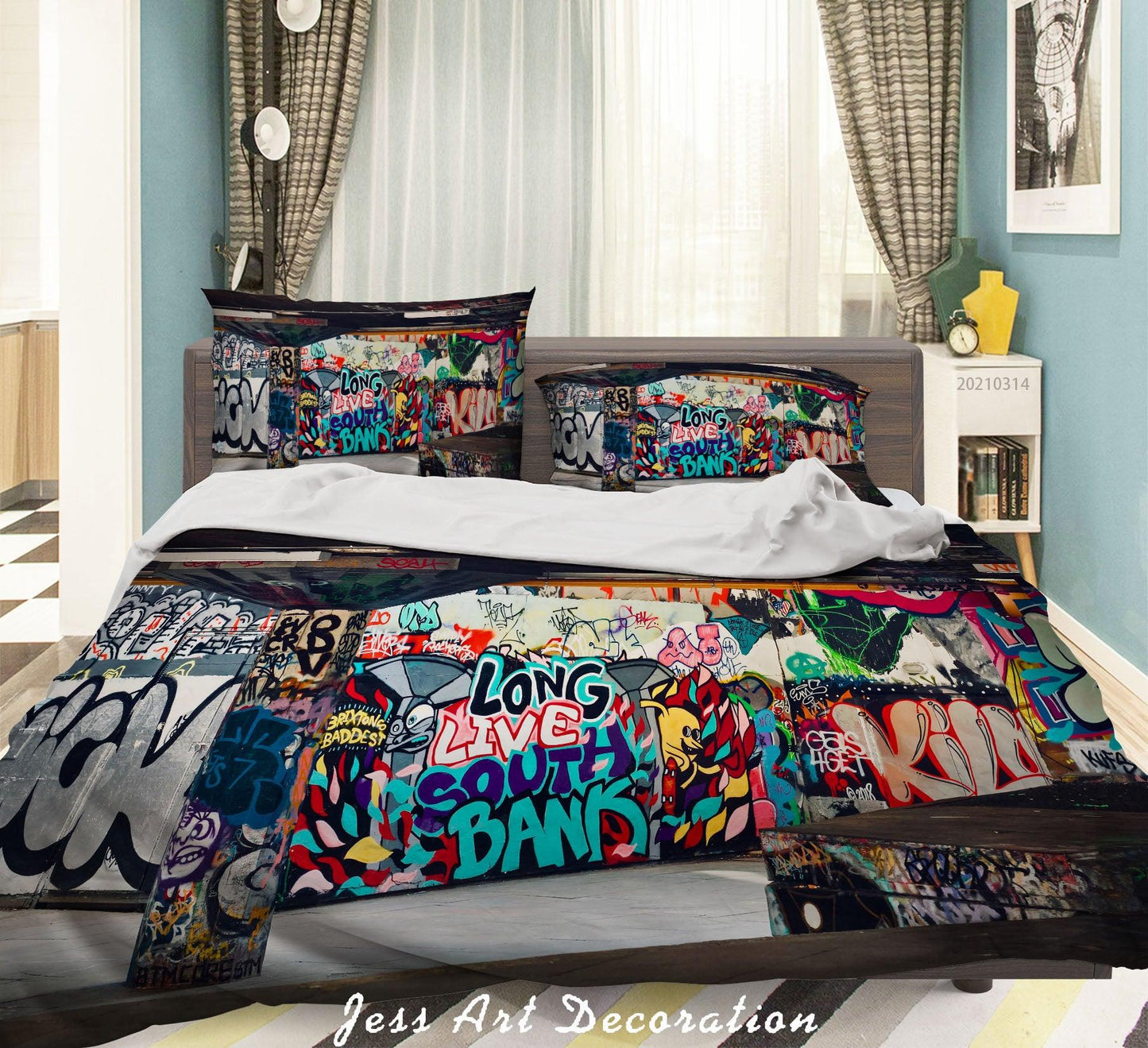 3D Abstract Street Graffiti Quilt Cover Set Bedding Set Duvet Cover Pillowcases 144