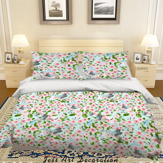 3D Cartoon Animal Floral Bird Pattern Quilt Cover Set Bedding Set Duvet Cover Pillowcases WJ 6416