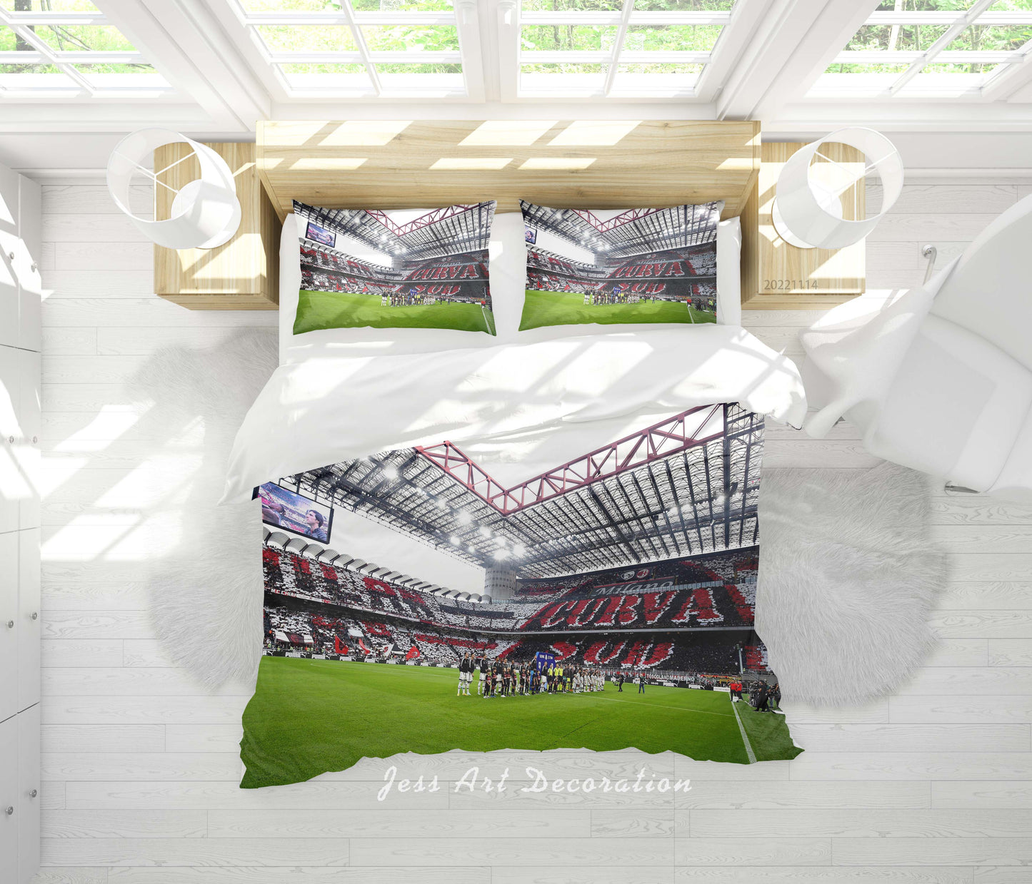 3D AC Associazione Calcio Milan Spectator Seats Lamplight Quilt Cover Set Bedding Set Duvet Cover Pillowcase 857