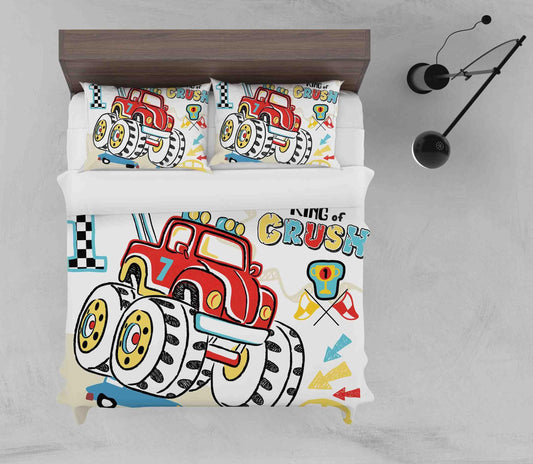 3D Cartoon Monster Truck Quilt Cover Set Bedding Set Pillowcases LQH A027