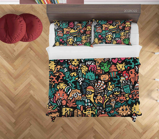 3D Abstract Monster Artistic Graffiti Quilt Cover Set Bedding Set Duvet Cover Pillowcases 84