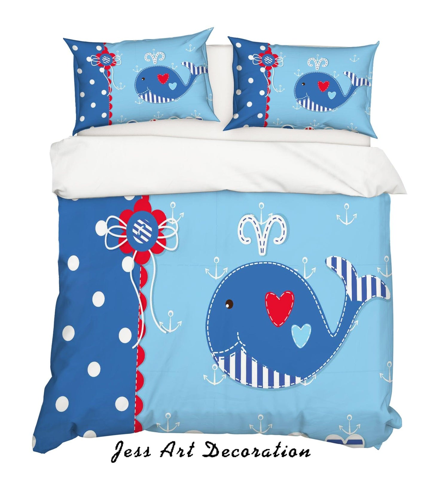 3D Cartoon Dolphin Blue Quilt Cover Set Bedding Set Pillowcases 159