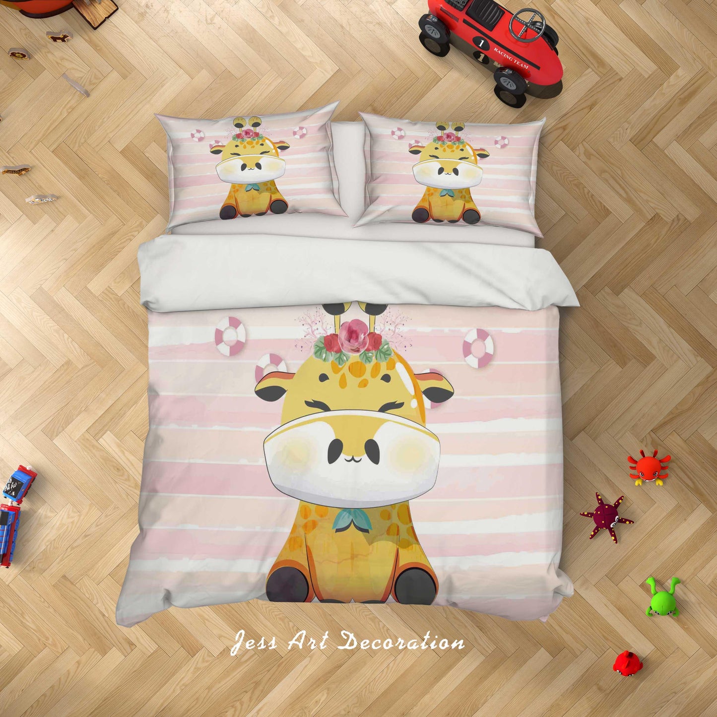 3D Cartoon Giraffe Stripes Quilt Cover Set Bedding Set Duvet Cover Pillowcases SF77
