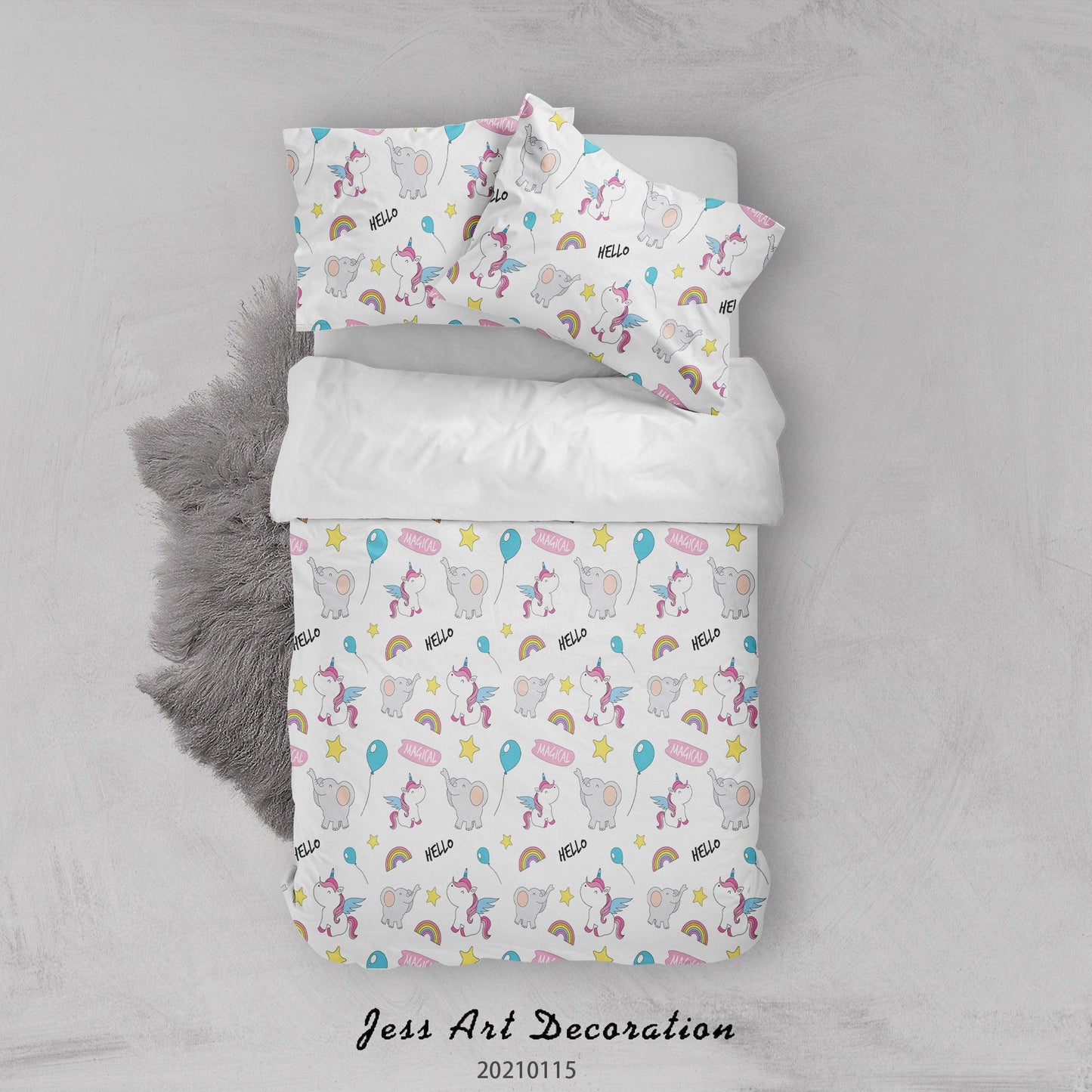 3D Cartoon Animal Unicorn Rainbow Quilt Cover Set Bedding Set Duvet Cover Pillowcases 51