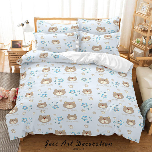 3D Cartoon Animal Bears Stars Pattern Quilt Cover Set Bedding Set Duvet Cover Pillowcases WJ 9700