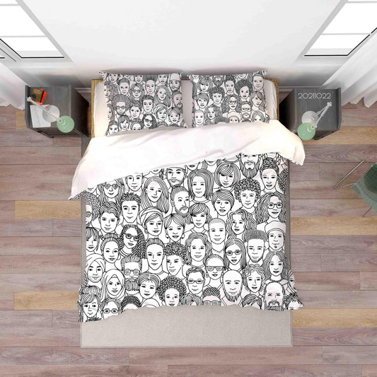 3D Abstract Human Face Art Graffiti Quilt Cover Set Bedding Set Duvet Cover Pillowcases 25