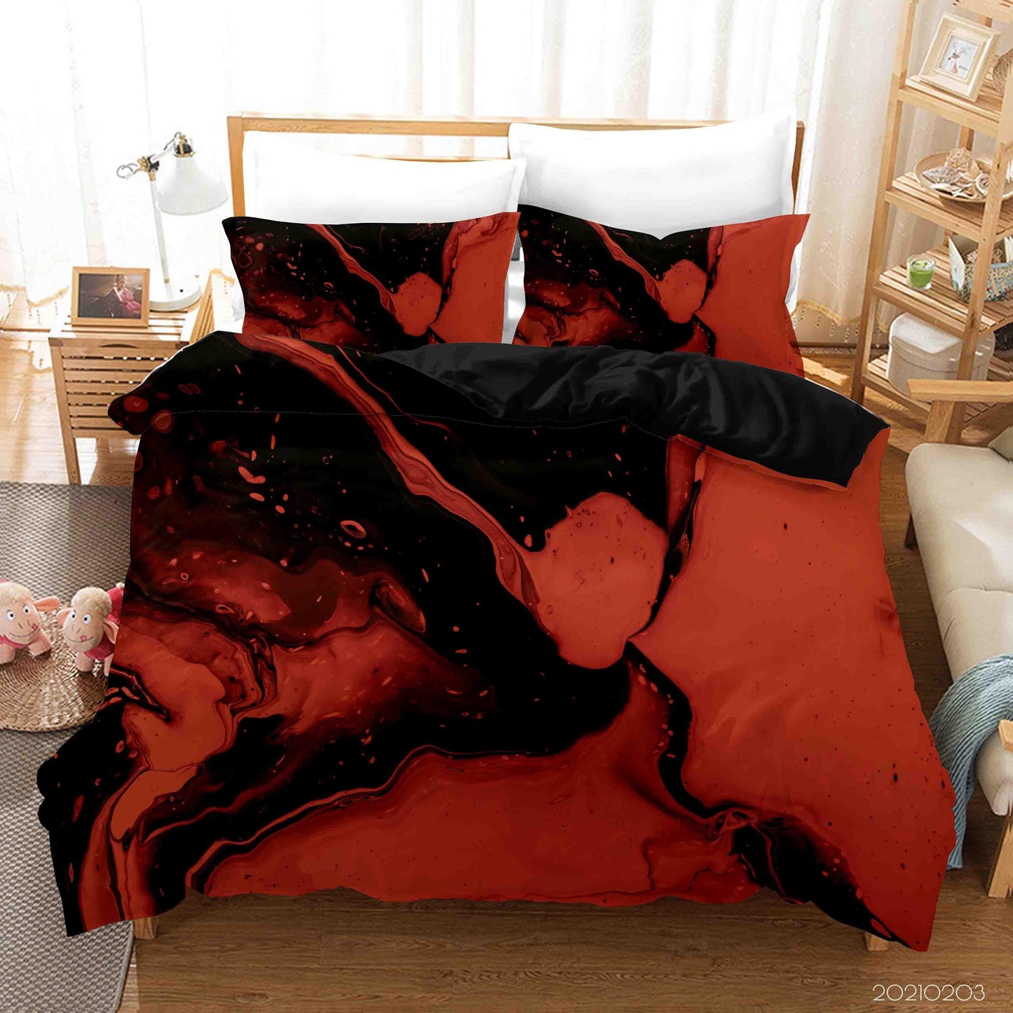3D Abstract Red Marble Quilt Cover Set Bedding Set Duvet Cover Pillowcases 85