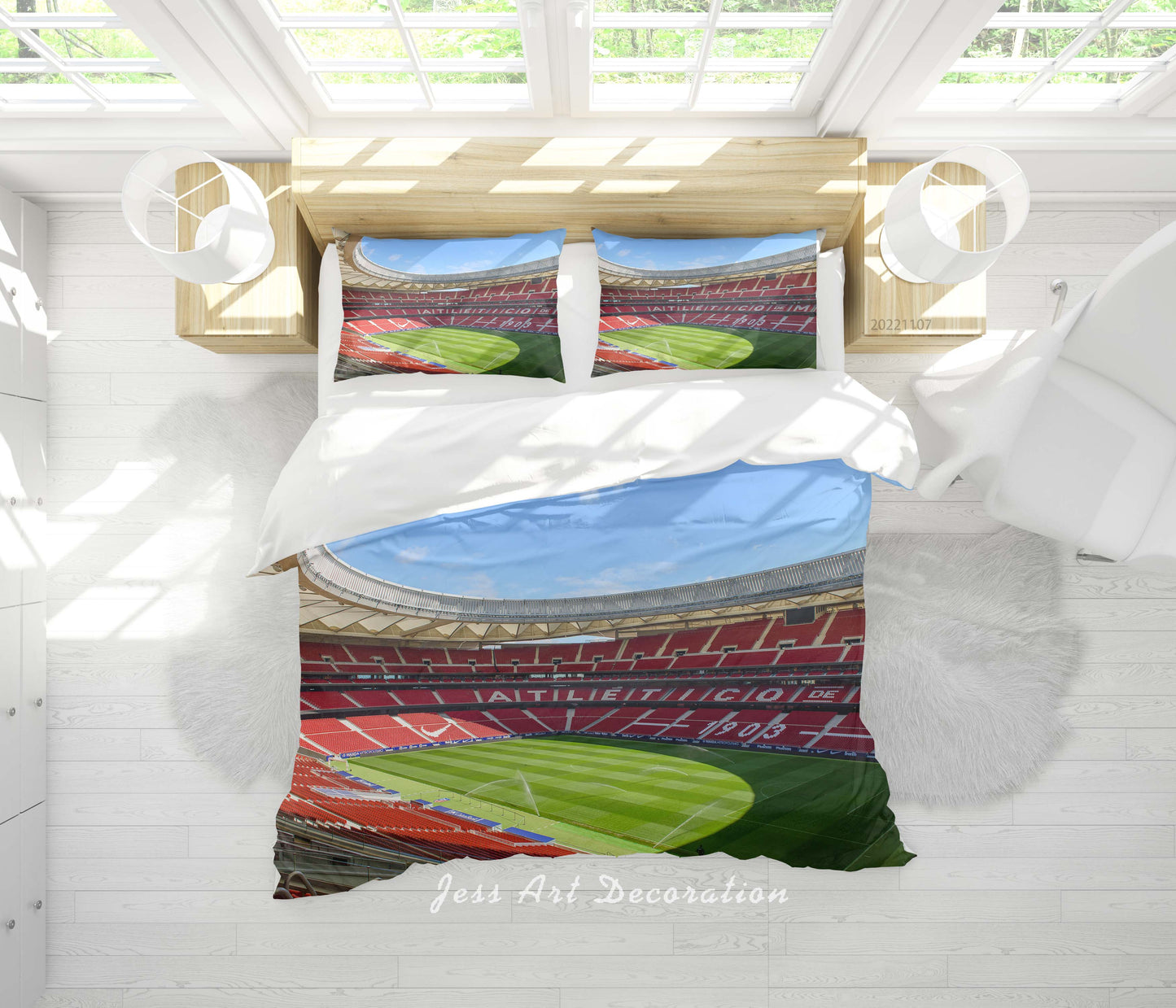 3D Atletico Madrid Spectator Seats Bluesky Quilt Cover Set Bedding Set Duvet Cover Pillowcase 837