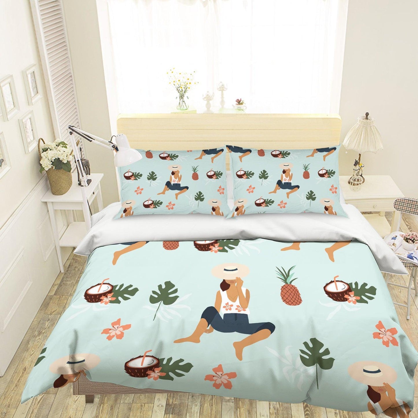 3D Cartoon Pineapple Coconut Quilt Cover Set Bedding Set Pillowcases 117