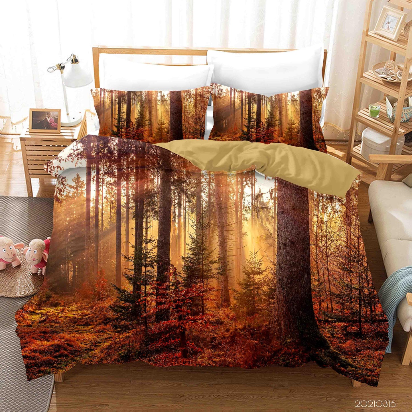 3D Autumn Sunshine Forest Quilt Cover Set Bedding Set Duvet Cover Pillowcases 163