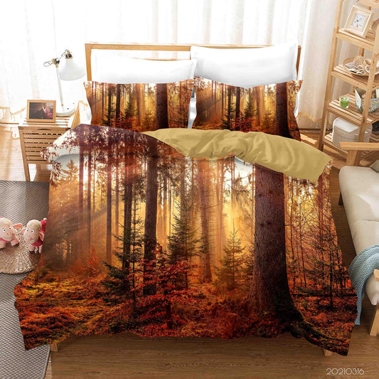 3D Autumn Sunshine Forest Quilt Cover Set Bedding Set Duvet Cover Pillowcases 163