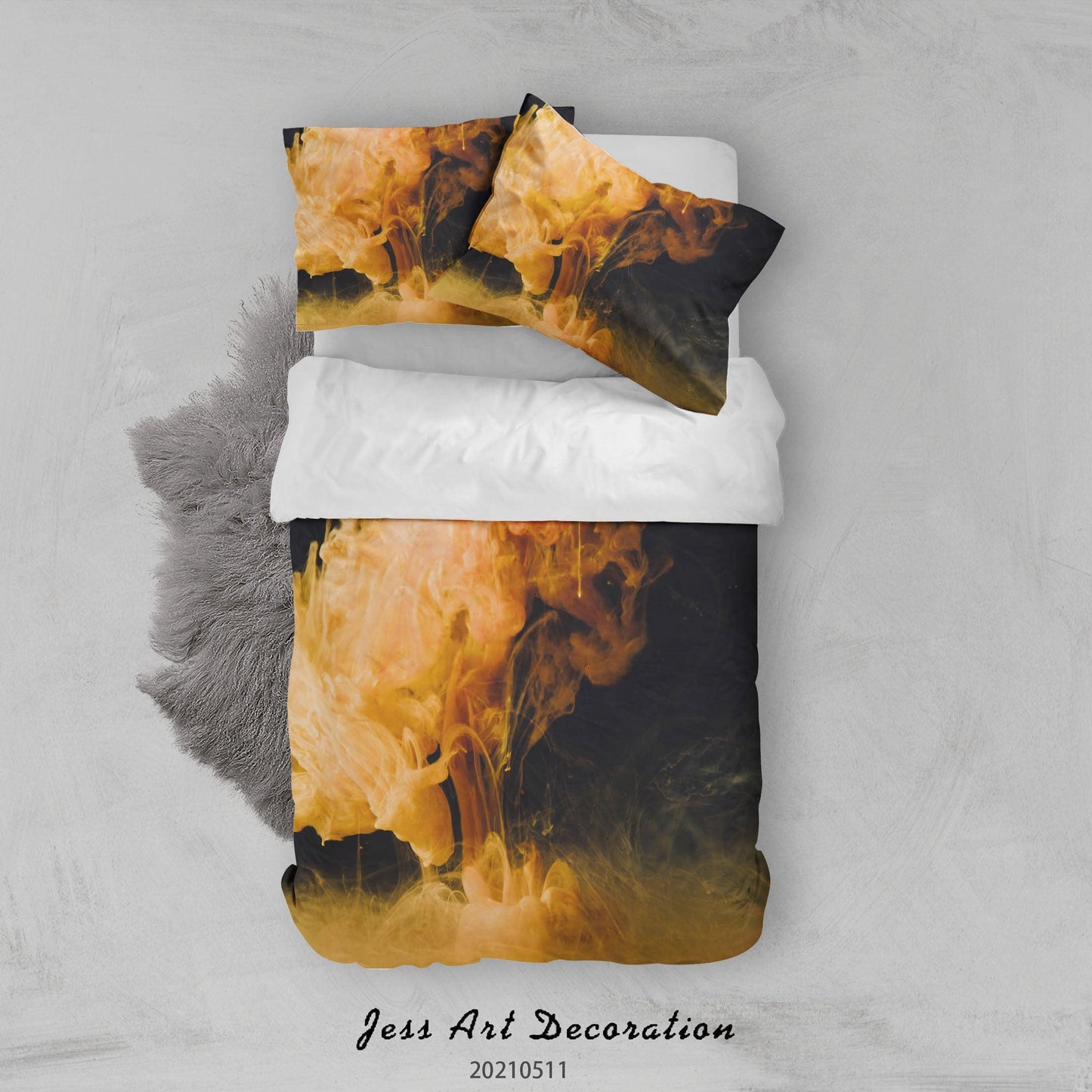 3D Abstract Orange Smoke Quilt Cover Set Bedding Set Duvet Cover Pillowcases 539